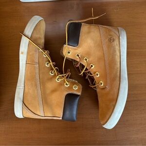 Timberland Tan and Brown Leather High Top Sneakers